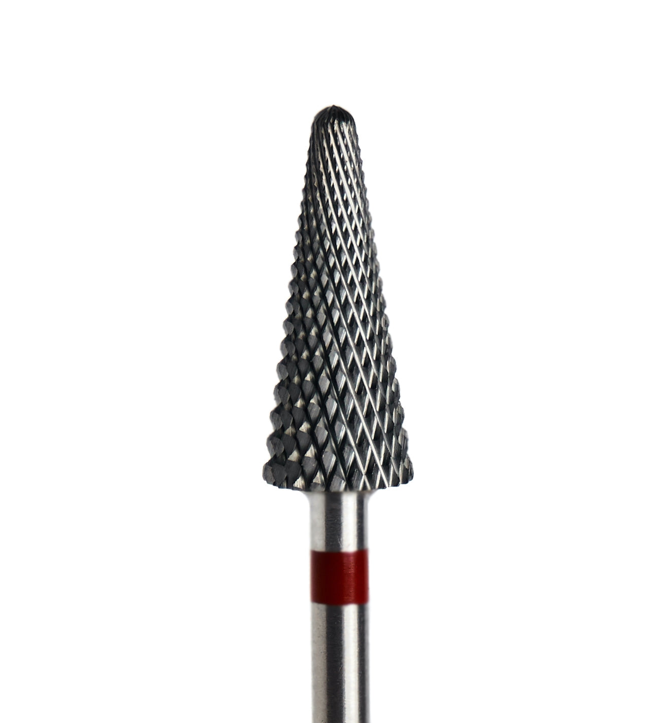 Un embout rouge forme sapin est utilisé pour retirer le gel sur ongles naturels sans abîmer