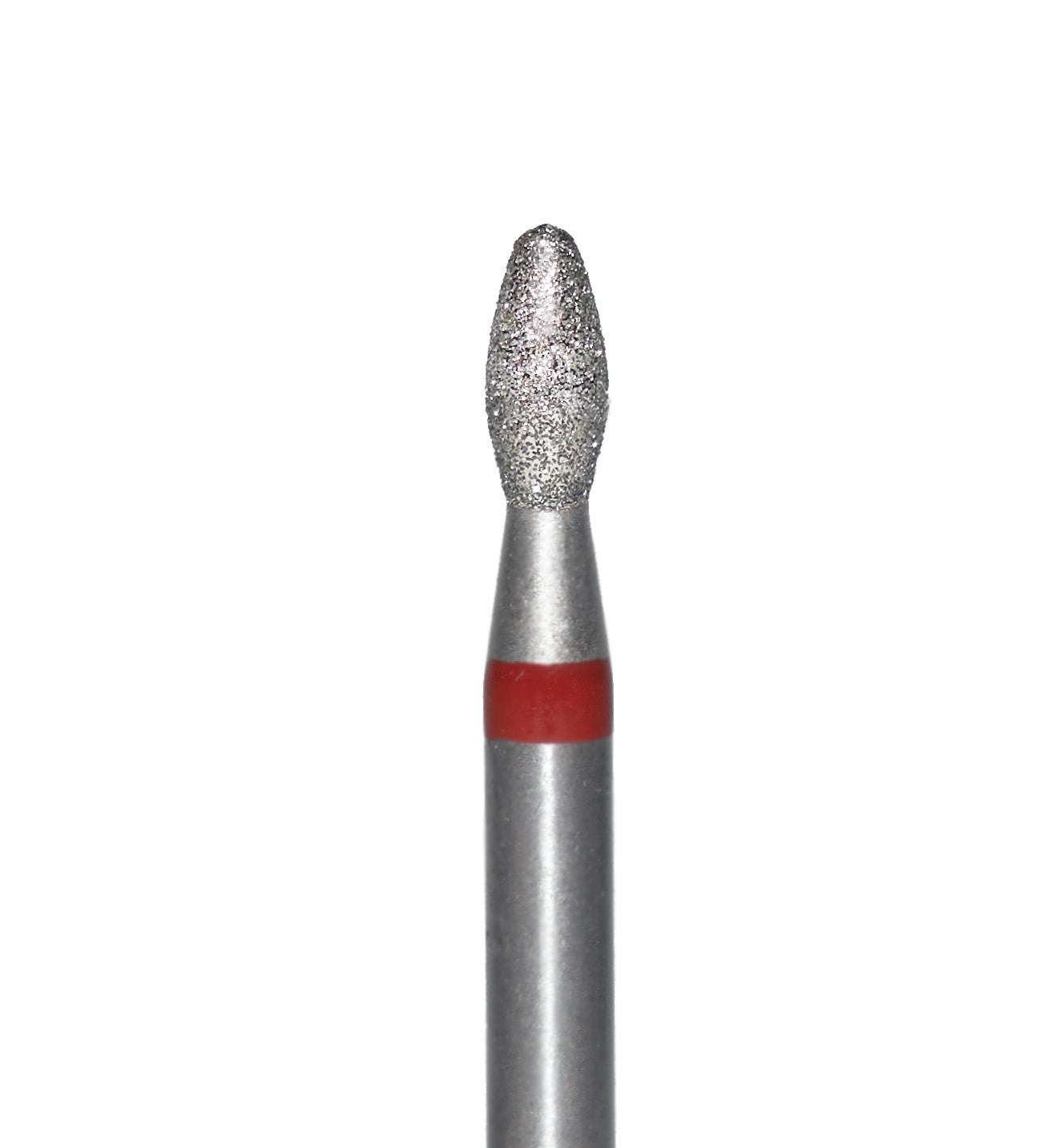 Embout de ponceuse professionnel forme olive avec bande rouge, idéal pour polir les cuticules sans abîmer la peau sensible