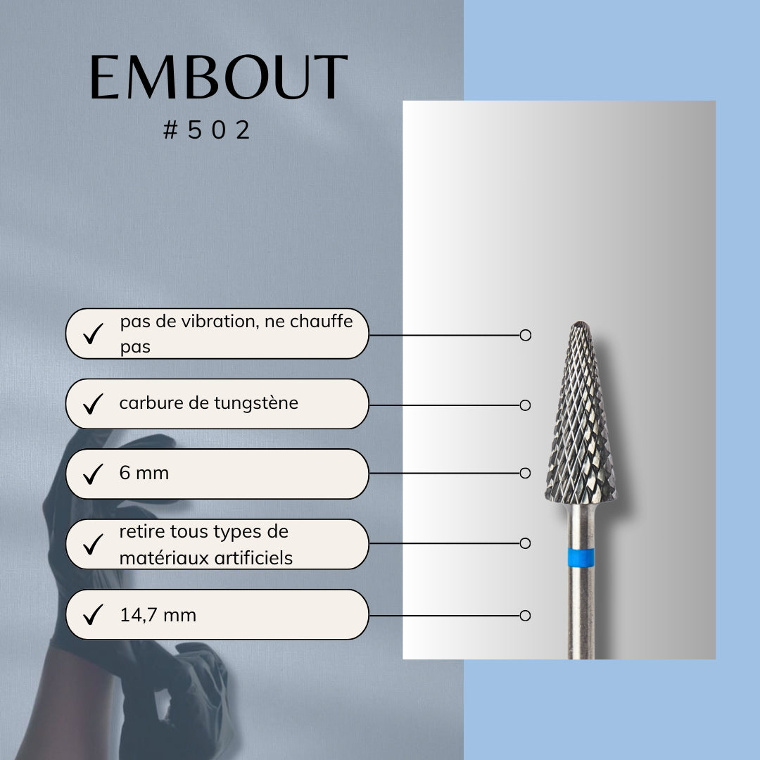 Zones sensibles traitées avec embout forme sapin bleu - utilisé pour résine et semi-permanente