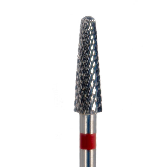 Embout fin rouge pour manucure douce - conique arrondi pour ongle naturel ou sensible 