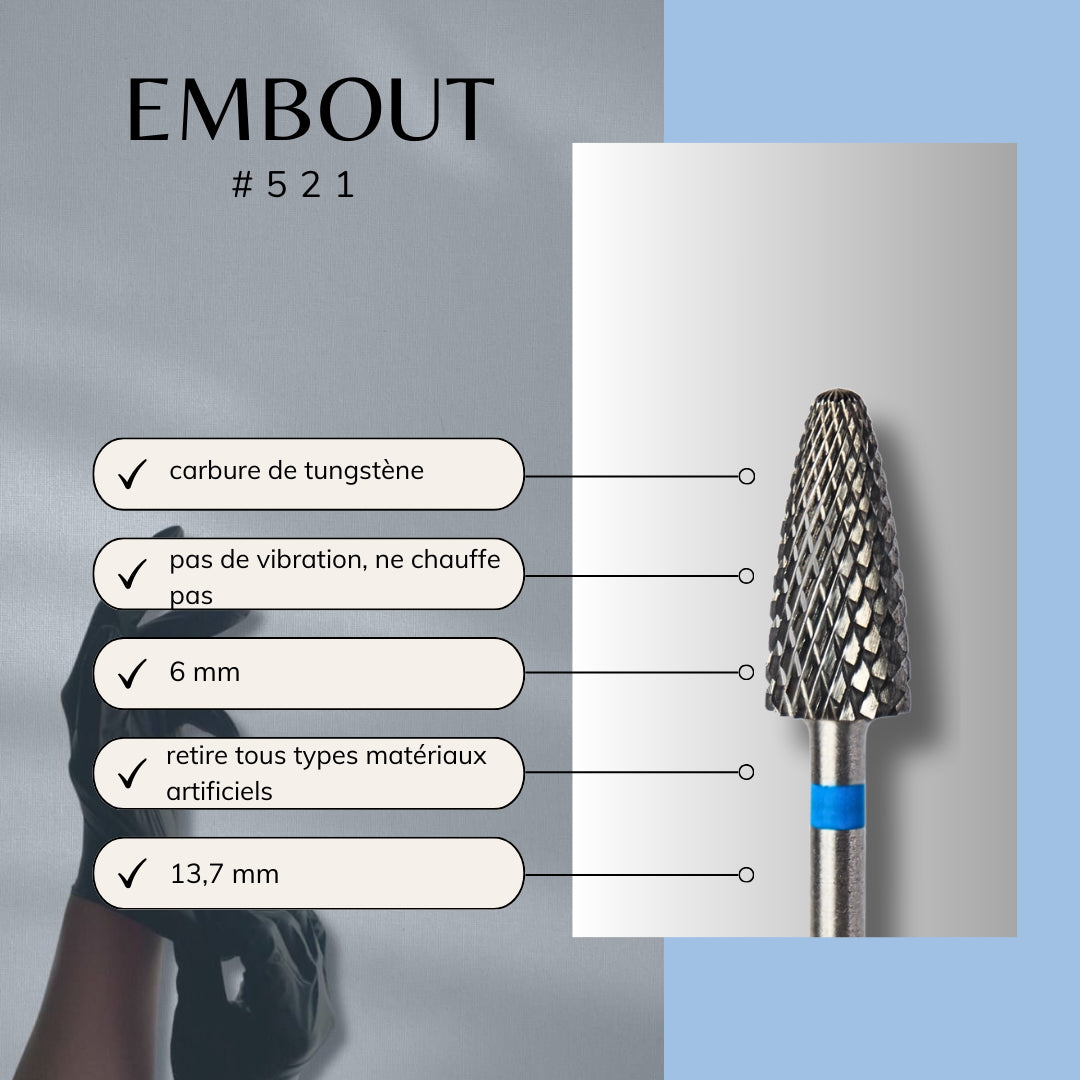 Embout manucure grain bleu pour ponceuse, idéal pour retirer gel et résine