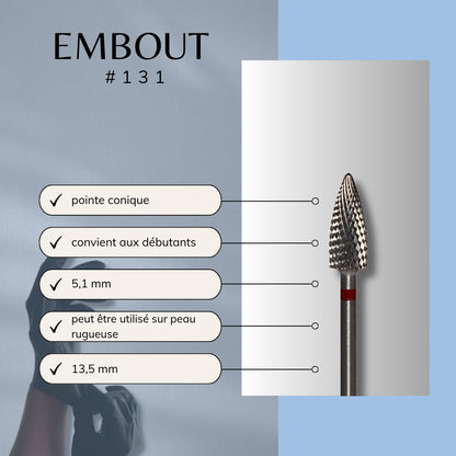 Infographie de l'embout conique rouge pour dépose site-permanent douce