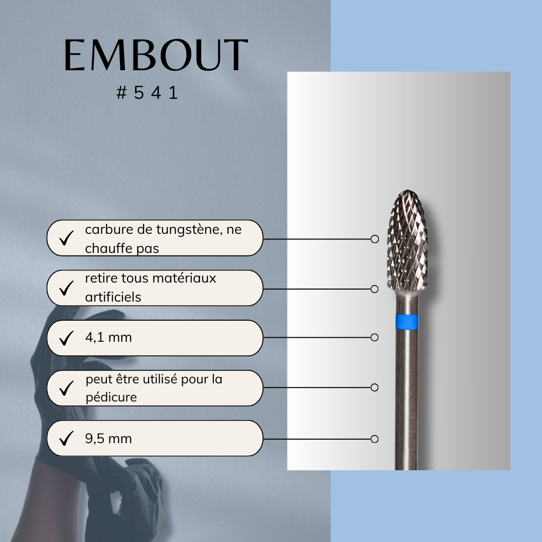 Fiche technique d'un embout ponceuse forme ovale - pour enlever gel, résine ou semi-permanent