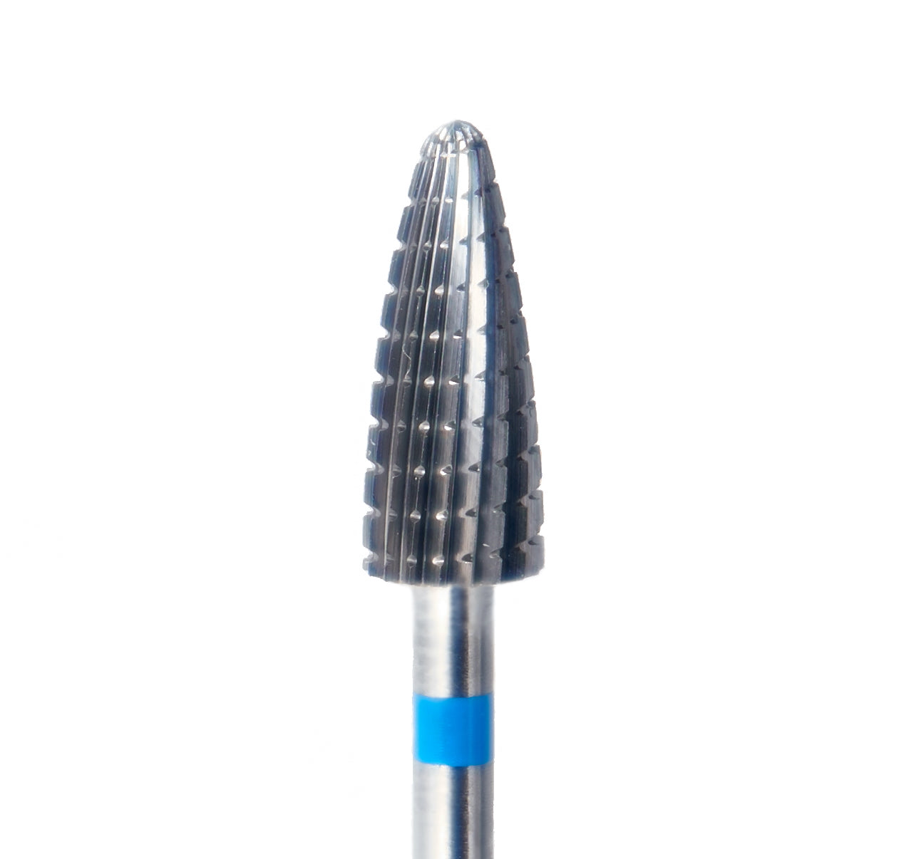 Embout ponceuse bleu conique, fraise manucure de précision pour dépose gel sans chauffe ni vibration.