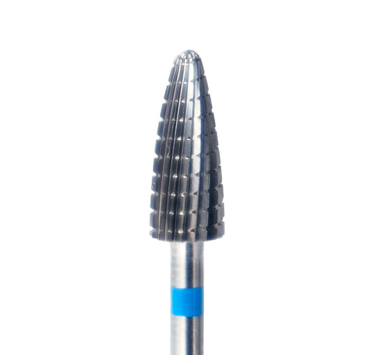 Embout ponceuse bleu conique, fraise manucure de précision pour dépose gel sans chauffe ni vibration.