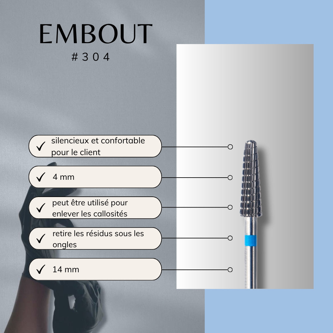 Embout professionnel ponceuse ongle pour gel, tête arrondie, dimensions idéales pour travail précis et fluide