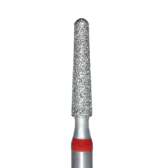 Embout ponceuse à tête diamantée, forme conique fine, avec marquage rouge