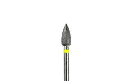 Embout pour ponceuse en forme pointue, grain jaune - idéal pour travailler les zones sensibles comme les cuticules et les contours de l'ongle