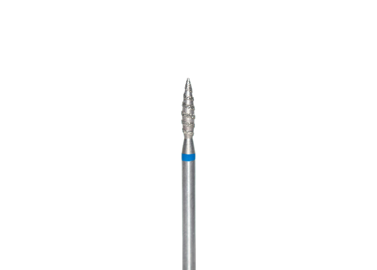 Embout pour ponceuse en forme de tornade pointue, abrasivité bleue - idéalité pour le nettoyage des cuticules et des zones difficiles d'accés