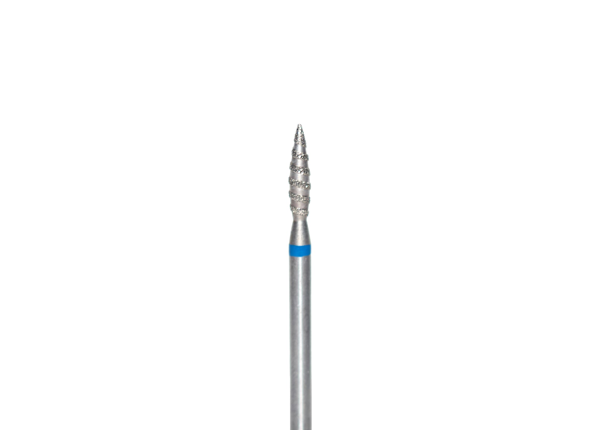 Embout pour ponceuse en forme de tornade pointue, abrasivité bleue - idéalité pour le nettoyage des cuticules et des zones difficiles d'accés