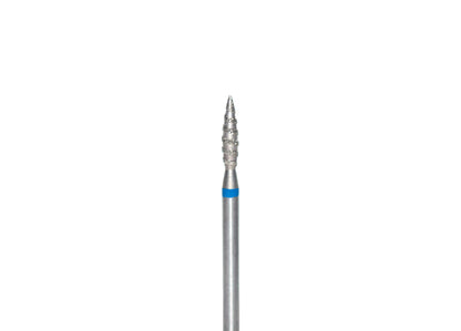 Embout pour ponceuse en forme de tornade pointue, abrasivité bleue - idéalité pour le nettoyage des cuticules et des zones difficiles d'accés