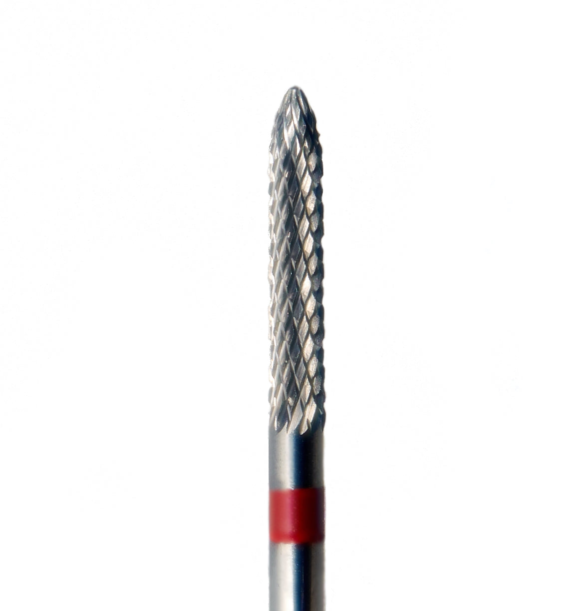 Embout manucure conique fin avec marquage rouge - idéal pour une dépose douce du gel sur les ongles sensibles, avec coupe laser de haute précision.