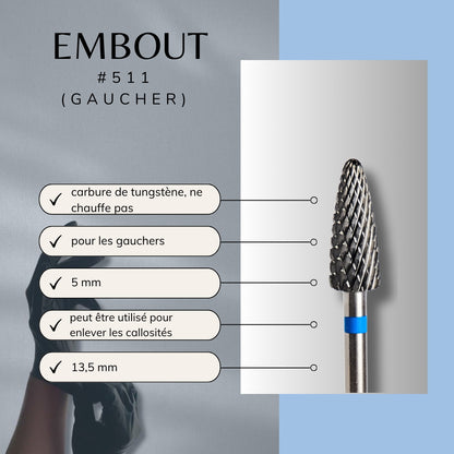 Dimensions de l'embout conique gauche pour gel, avec abrasivité bleu et précision professionnelle