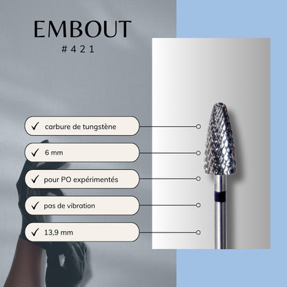 Donées techniques d'un embout pour manucure violet ultra abrasif; idéal pour gel UV et résine