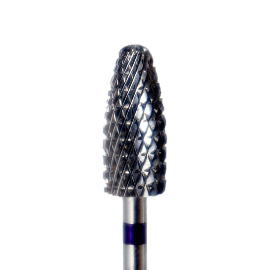 Gros plan sur un embout ponceuse violet en carbure, ultra abrasif pour dépose rapide de gel ou résine sans vibration
