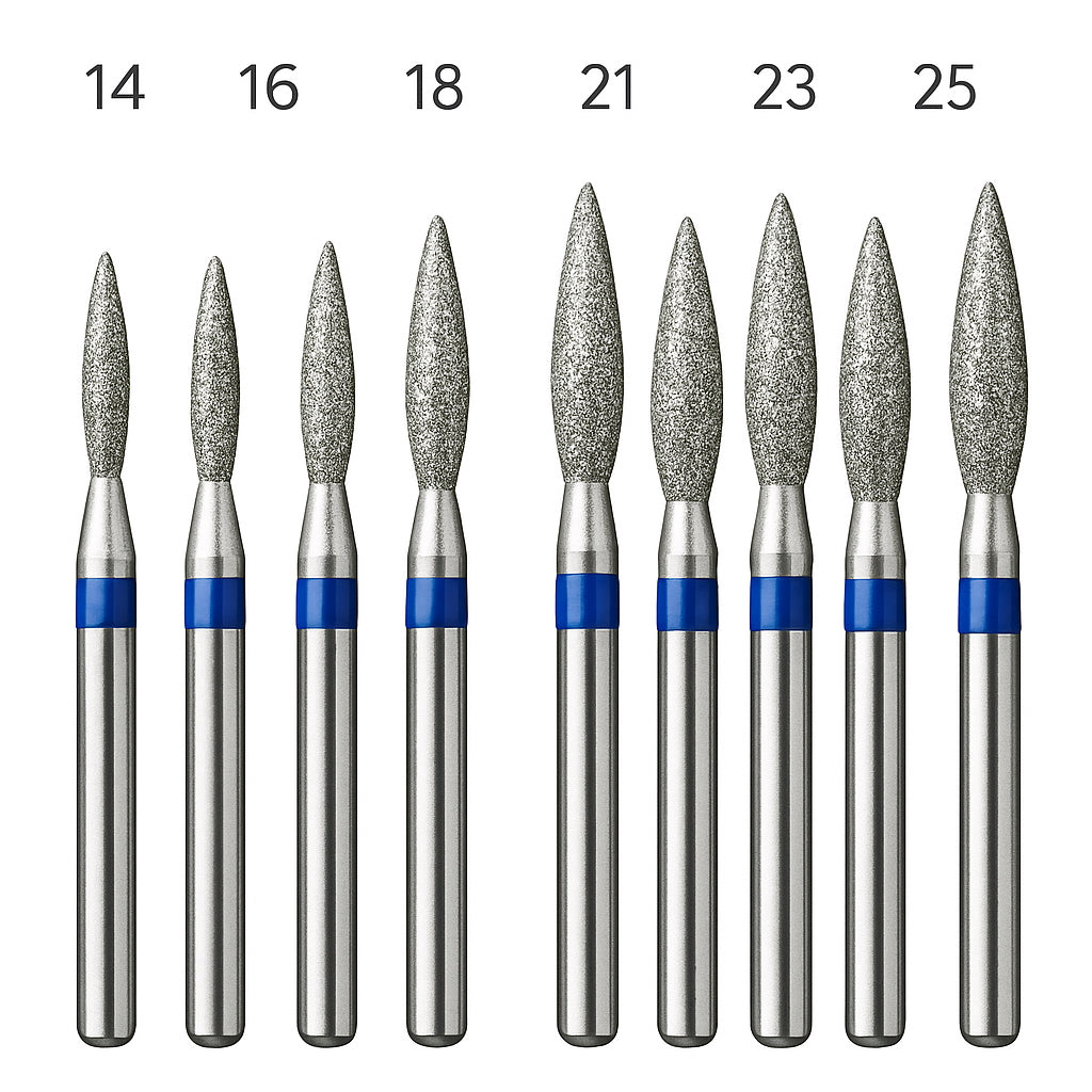Embout manucure flamme bleus pour ponceuse, abrasivité moyenne