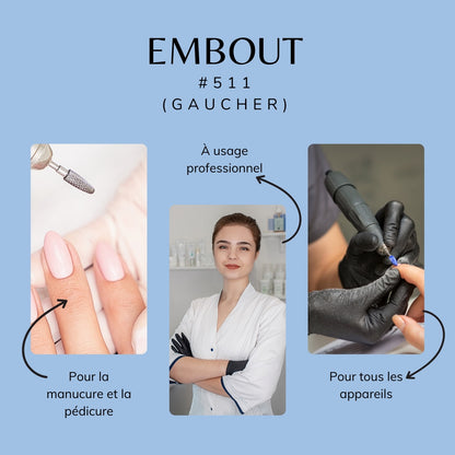 Utilisation de l'embout conique pour gaucher, parfait pour le retrait de gel et résine sans vibration
