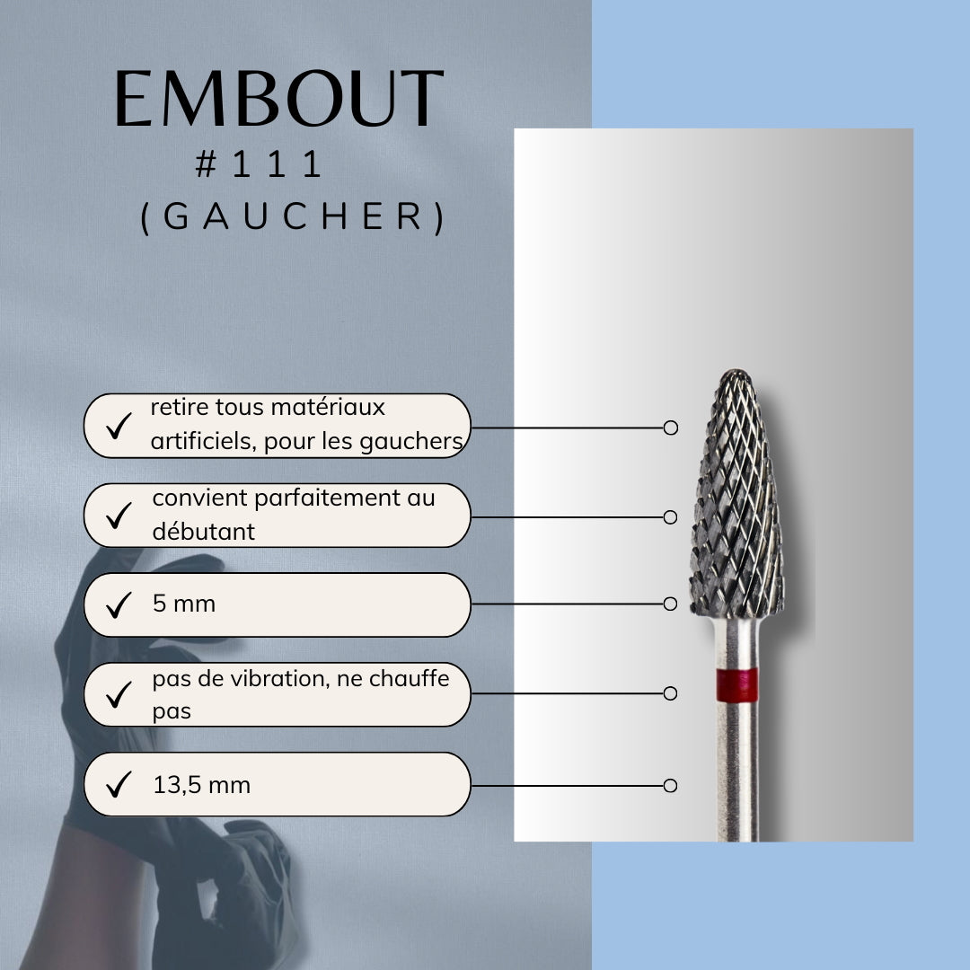 Infographie technique de l'embout pour ponceuse ongle - dépôt pour gel, semi-permanent, résine
